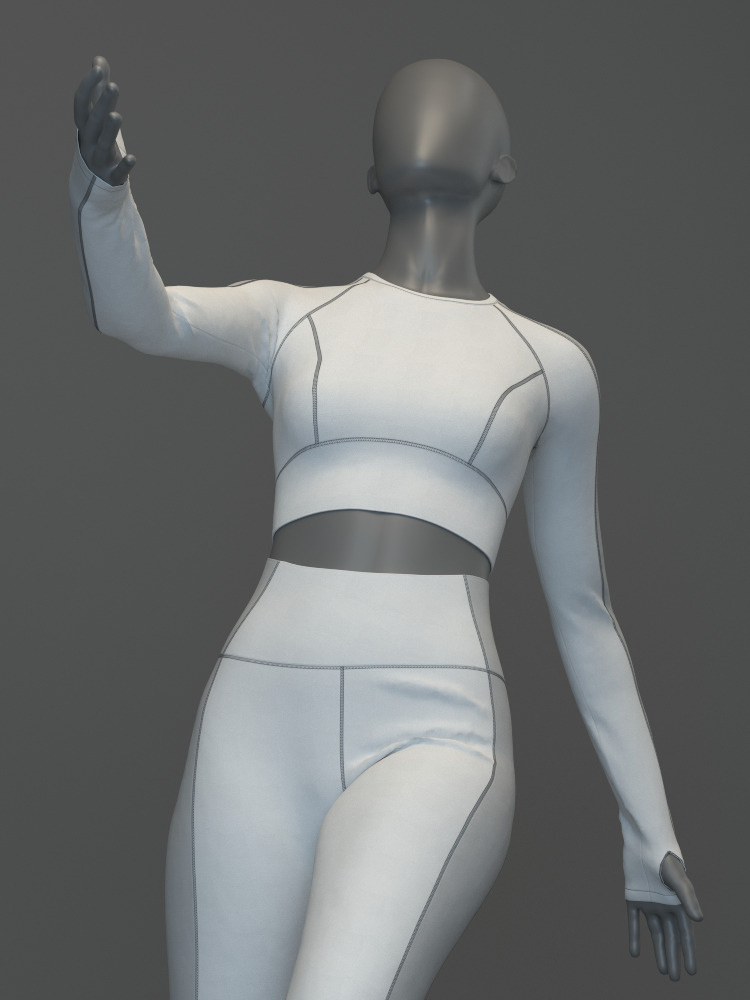 Pullover Crop Top and Slimming Leggings Set 3D model_10