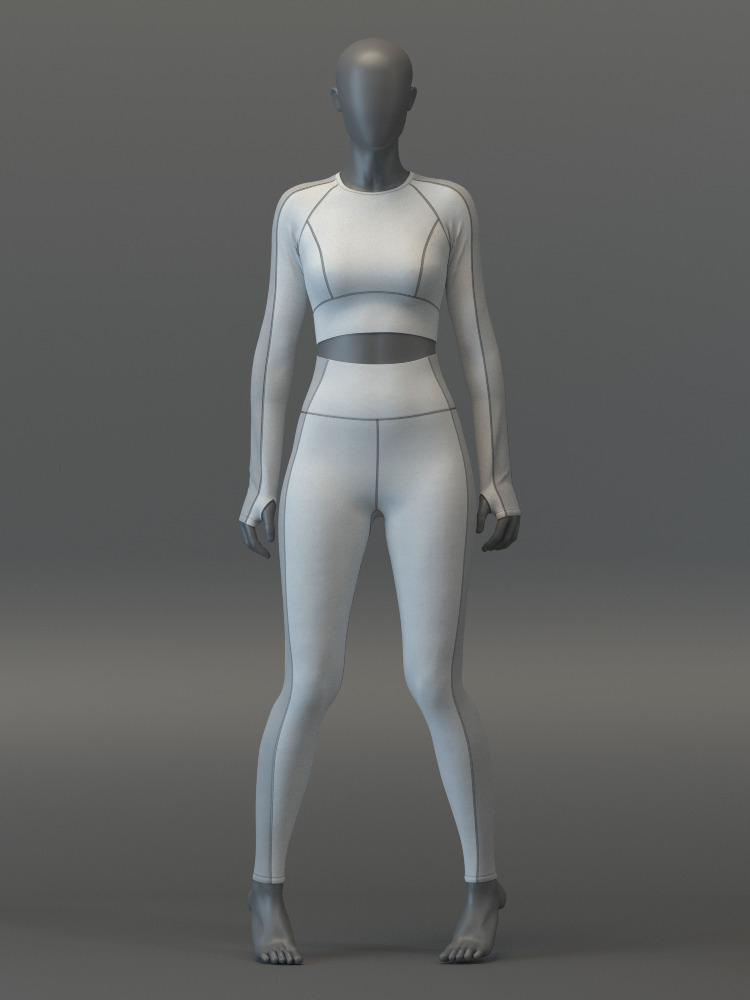 Pullover Crop Top and Slimming Leggings Set 3D model_7