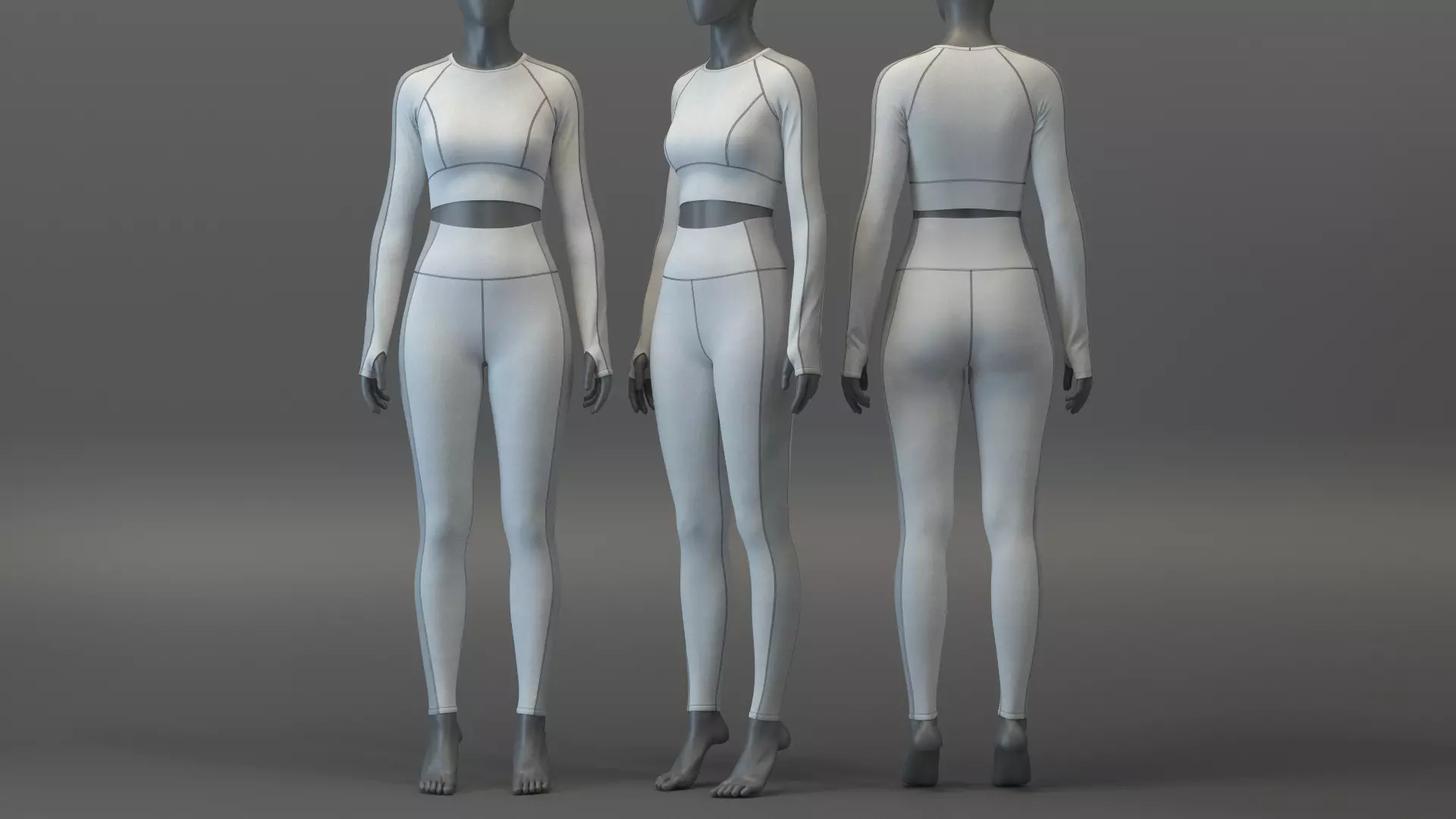 Pullover Crop Top and Slimming Leggings Set 3D model_0