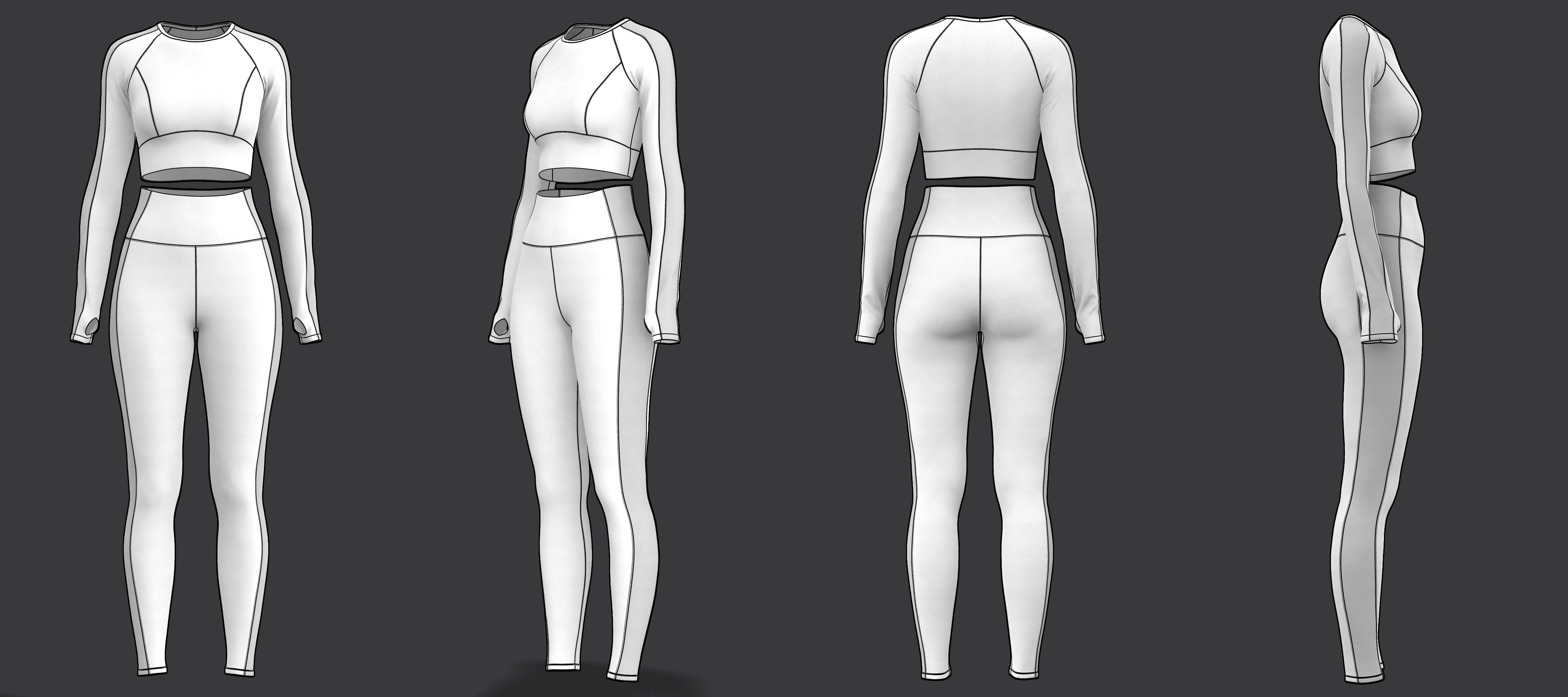 Pullover Crop Top and Slimming Leggings Set 3D model_24