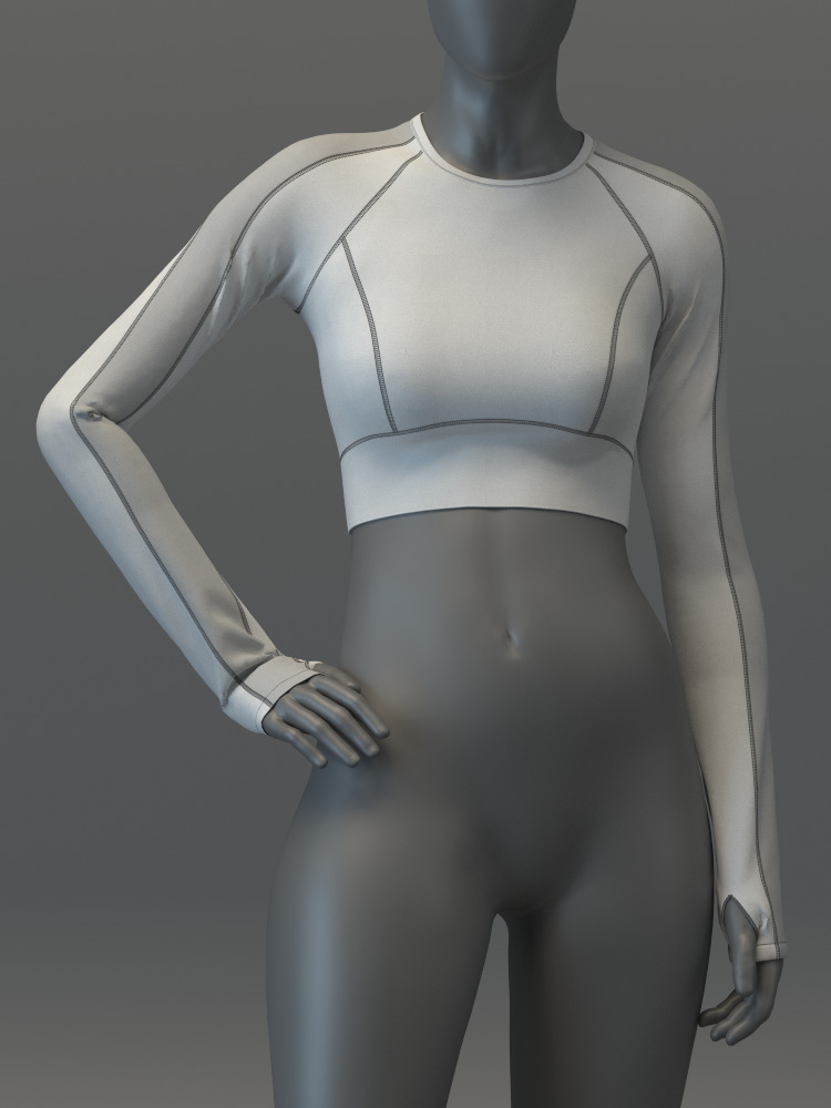 Pullover Crop Top and Slimming Leggings Set 3D model_11