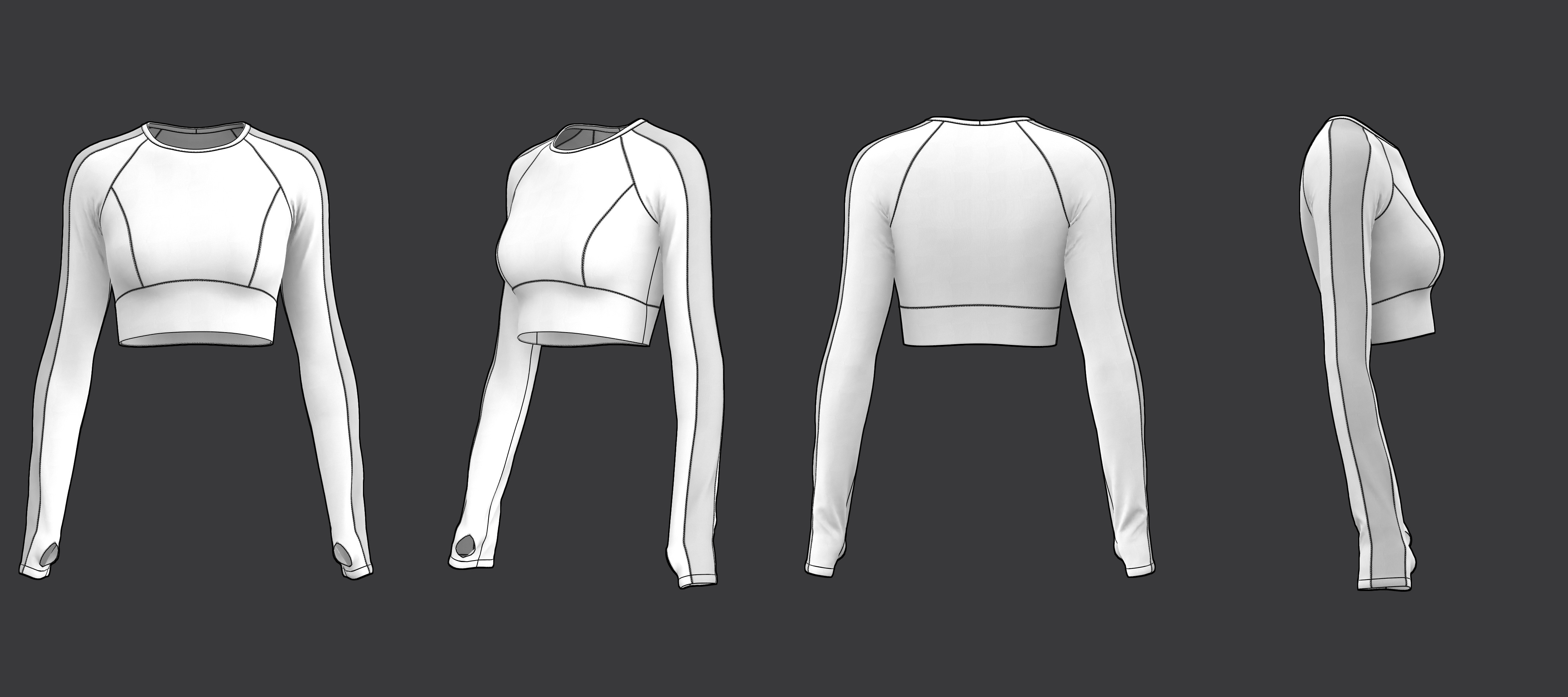 Pullover Crop Top and Slimming Leggings Set 3D model_27