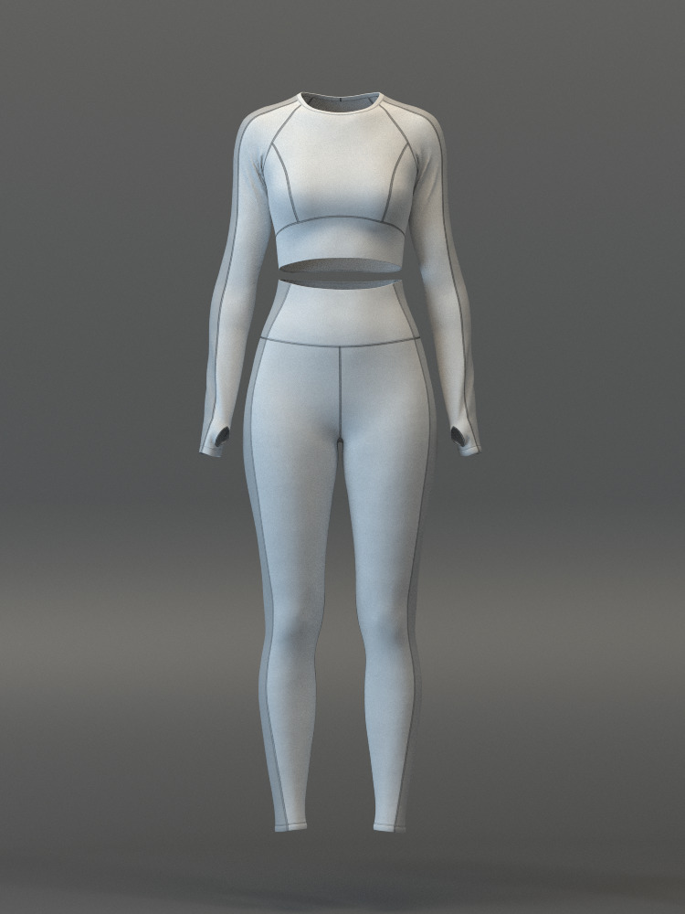Pullover Crop Top and Slimming Leggings Set 3D model_17