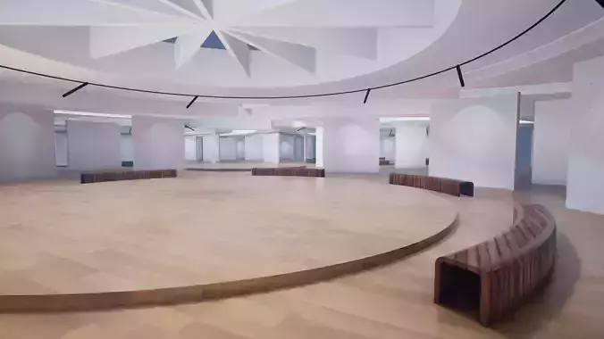 VR Art Gallery crop circle 22 Baked 3D model