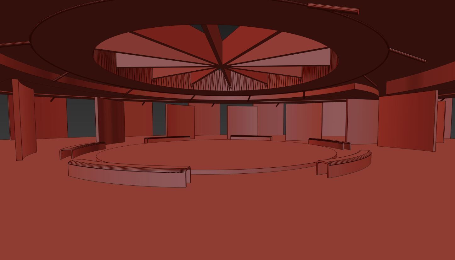 VR Art Gallery crop circle 22 Baked 3D model_5