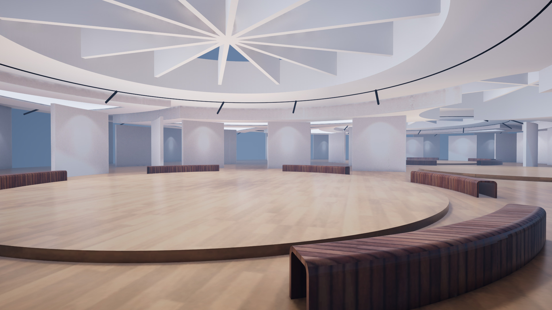 VR Art Gallery crop circle 22 Baked 3D model_2