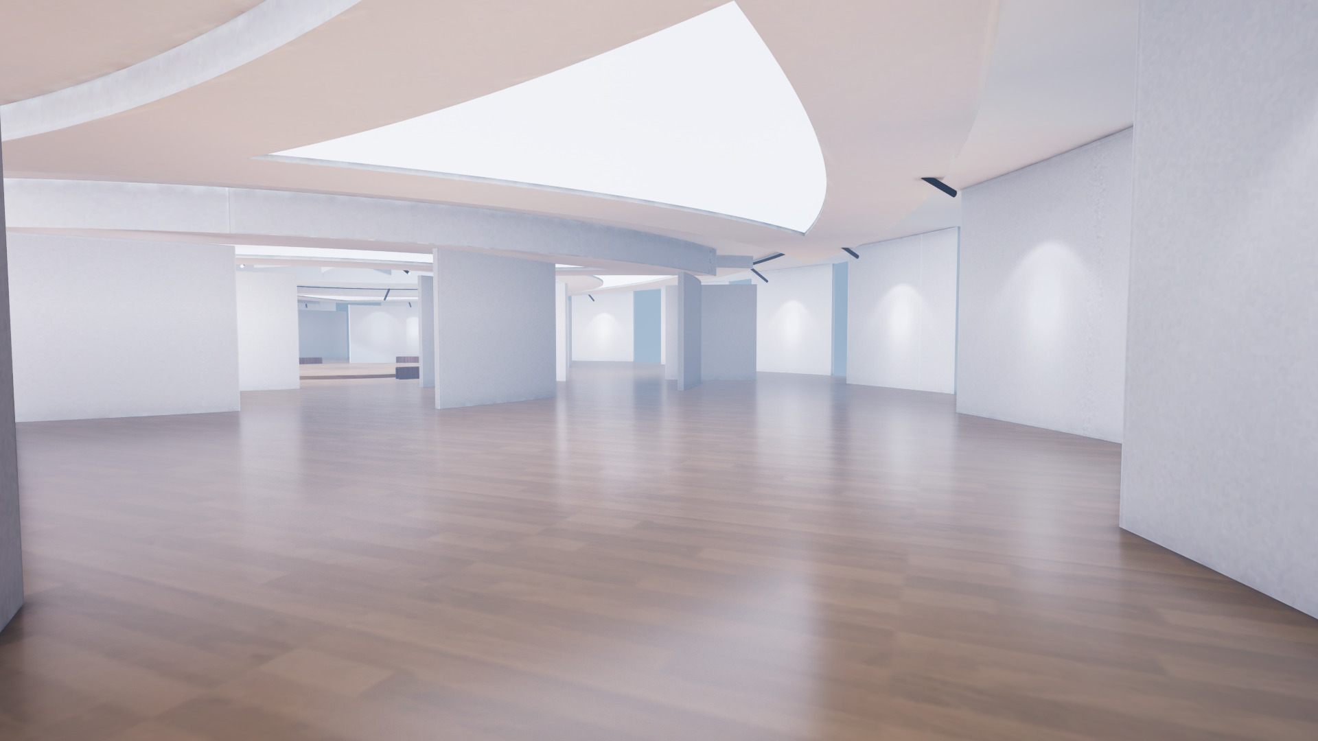 VR Art Gallery crop circle 22 Baked 3D model_4