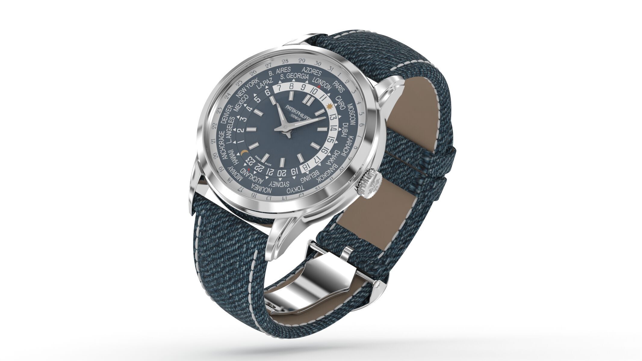 Patek Philippe Ref 5330G-001 Perpetual Calendar White Gold Watch 3D model_1