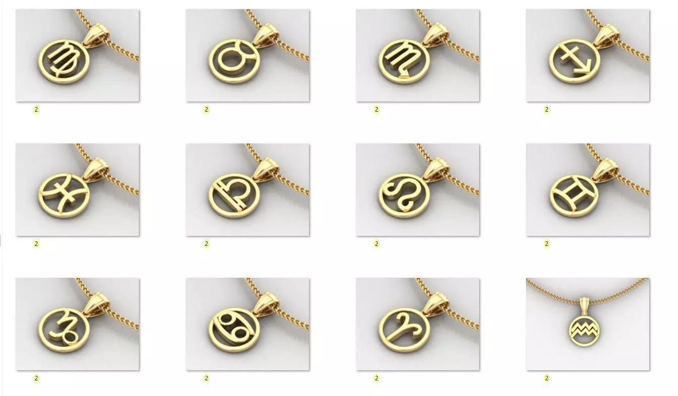 12 Zodiac Pendant Version 2 Bulk Album For Sell 3dm STL 3D print model_0
