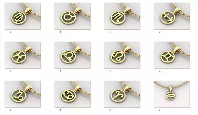 12 Zodiac Pendant Version 2 Bulk Album For Sell 3dm STL 3D print model