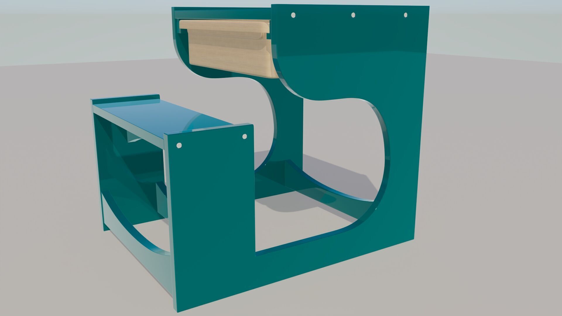 Kids Study Table Low-poly 3D model_1