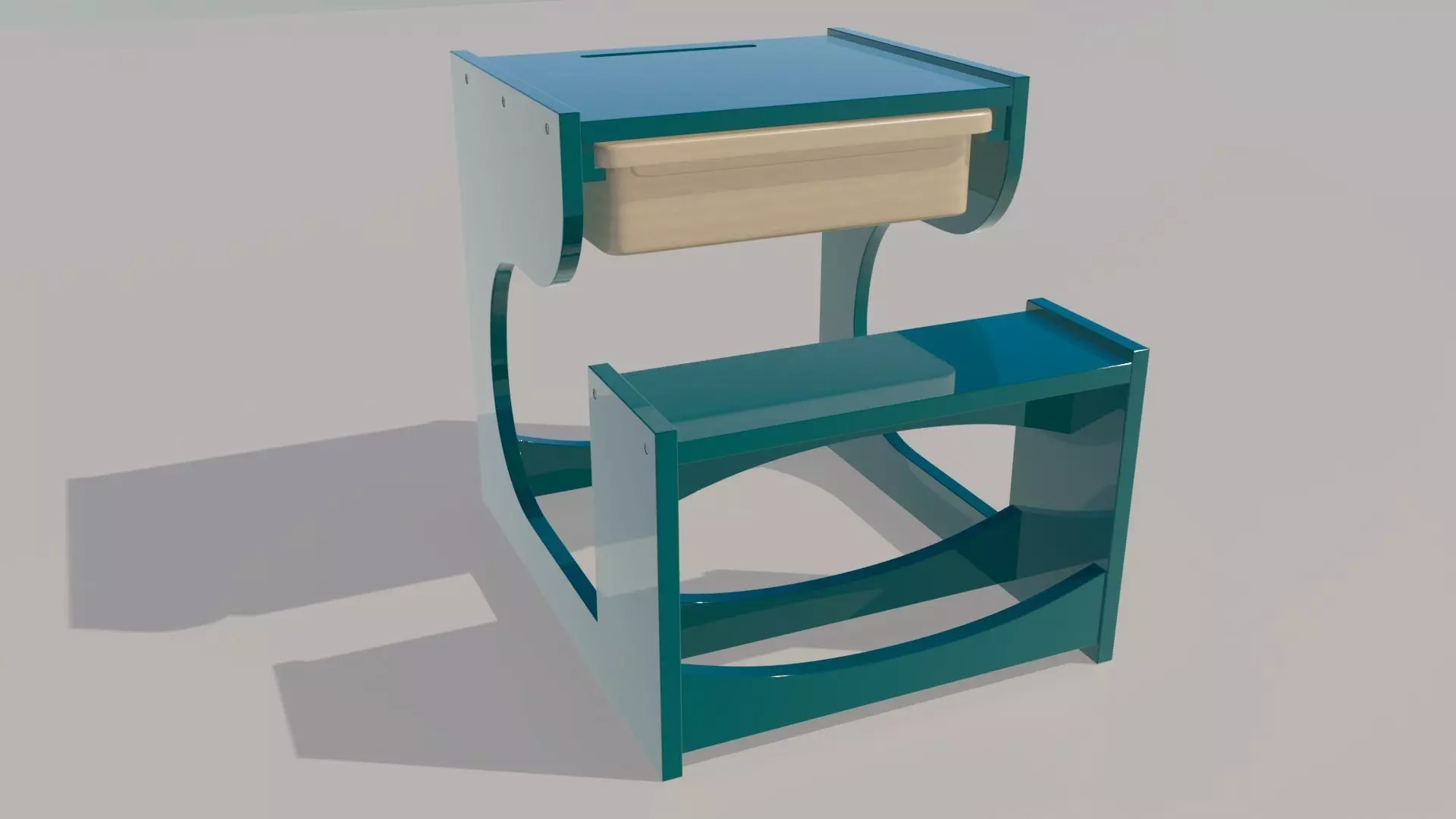 Kids Study Table Low-poly 3D model_0