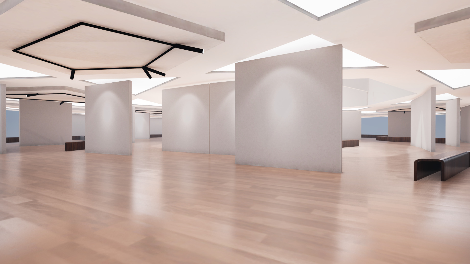 VR Art Gallery crop circle 23 Baked 3D model_2