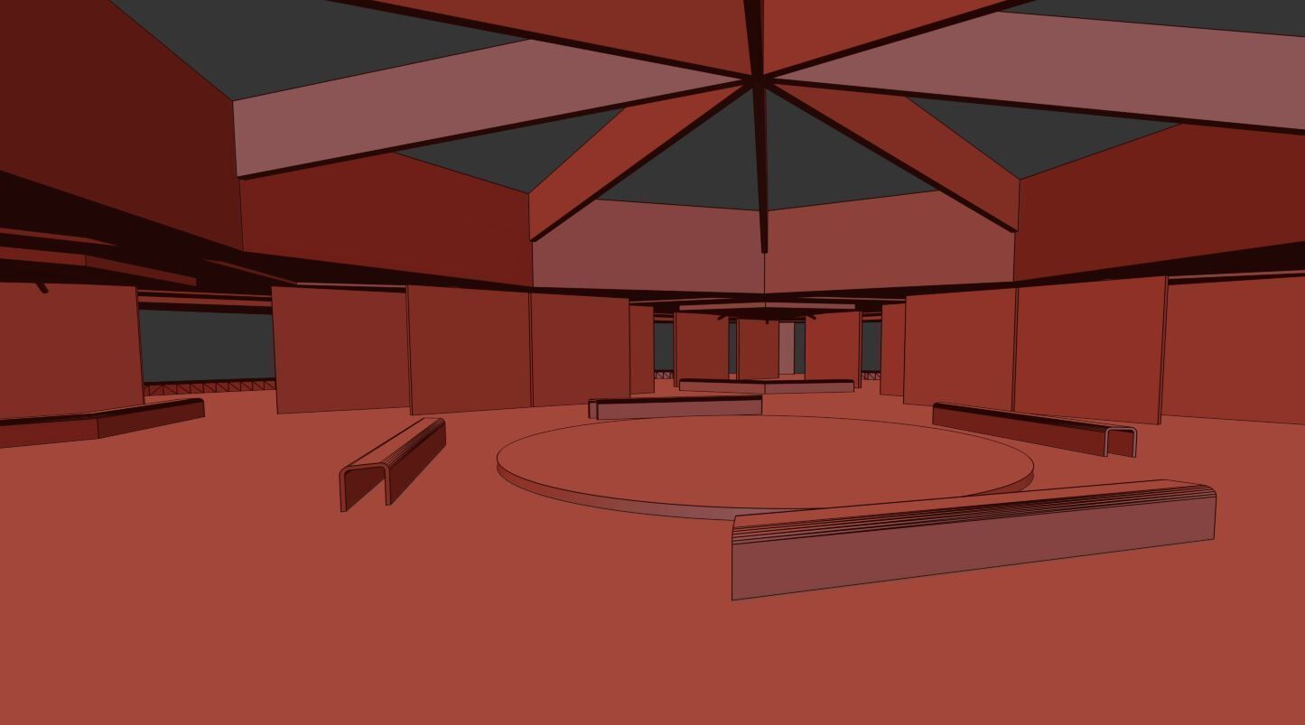 VR Art Gallery crop circle 23 Baked 3D model_4