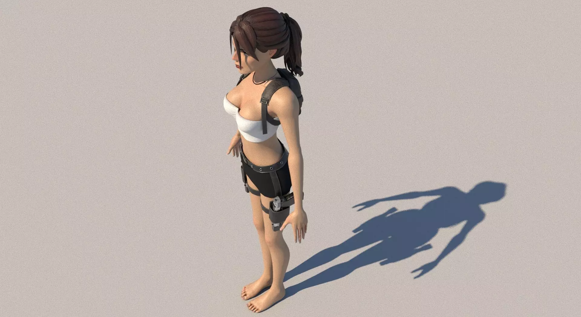 Girl Character Low-poly 3D model_0
