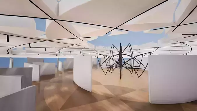  VR Art Gallery crop circle 24 Baked 3D model