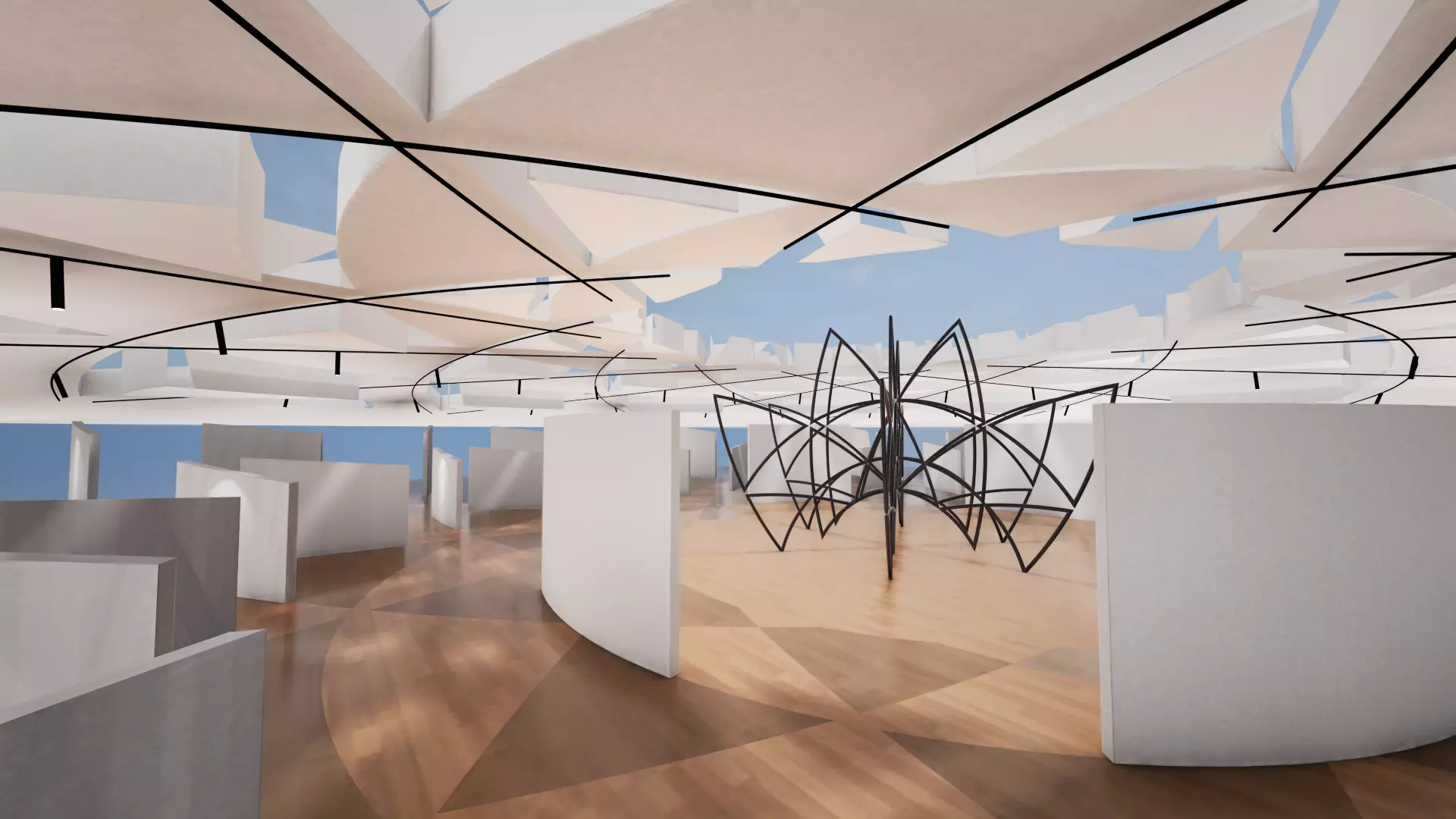  VR Art Gallery crop circle 24 Baked 3D model_0