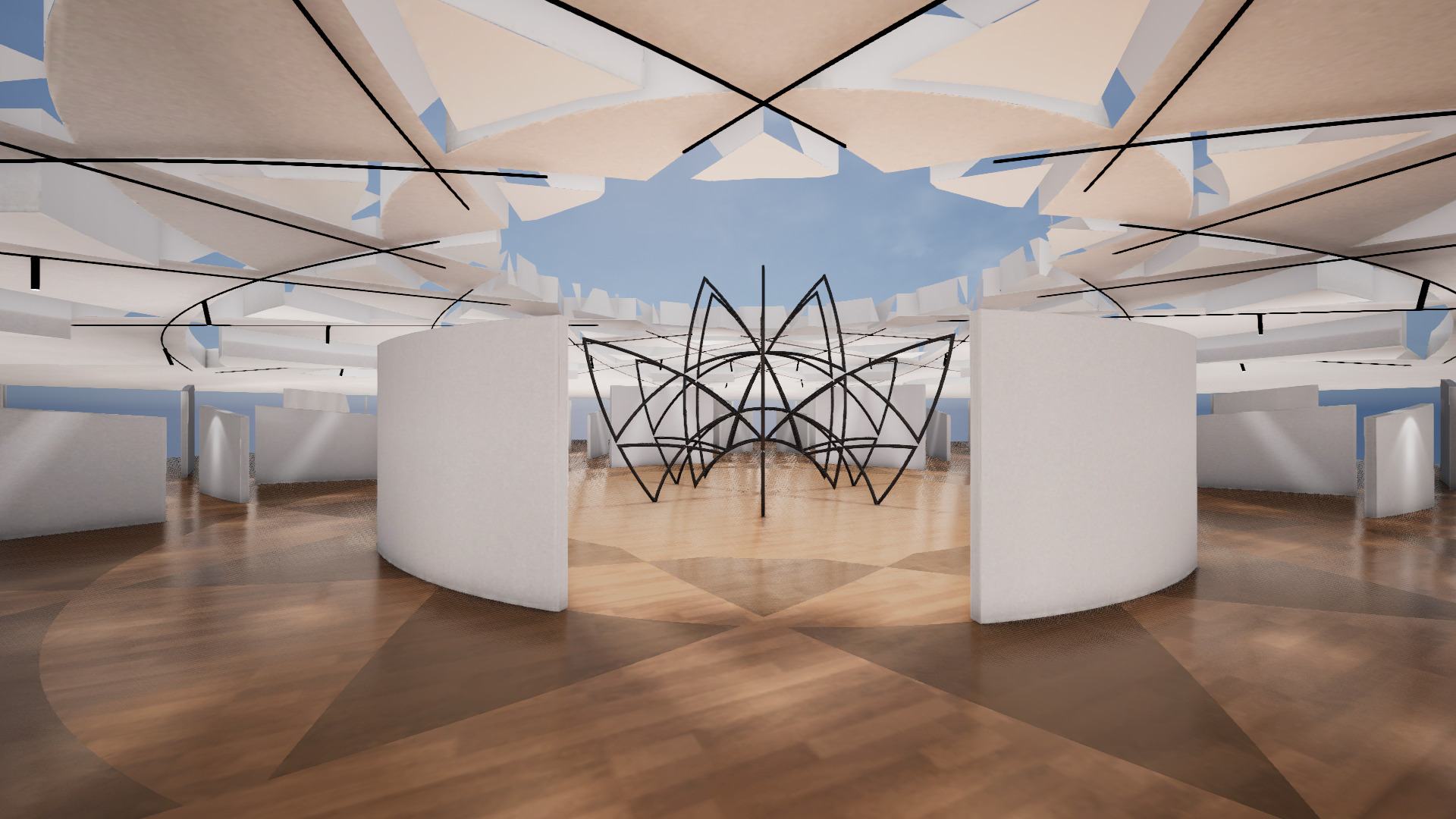  VR Art Gallery crop circle 24 Baked 3D model_2