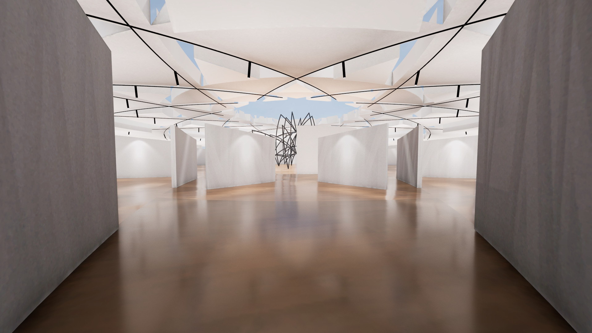  VR Art Gallery crop circle 24 Baked 3D model_4