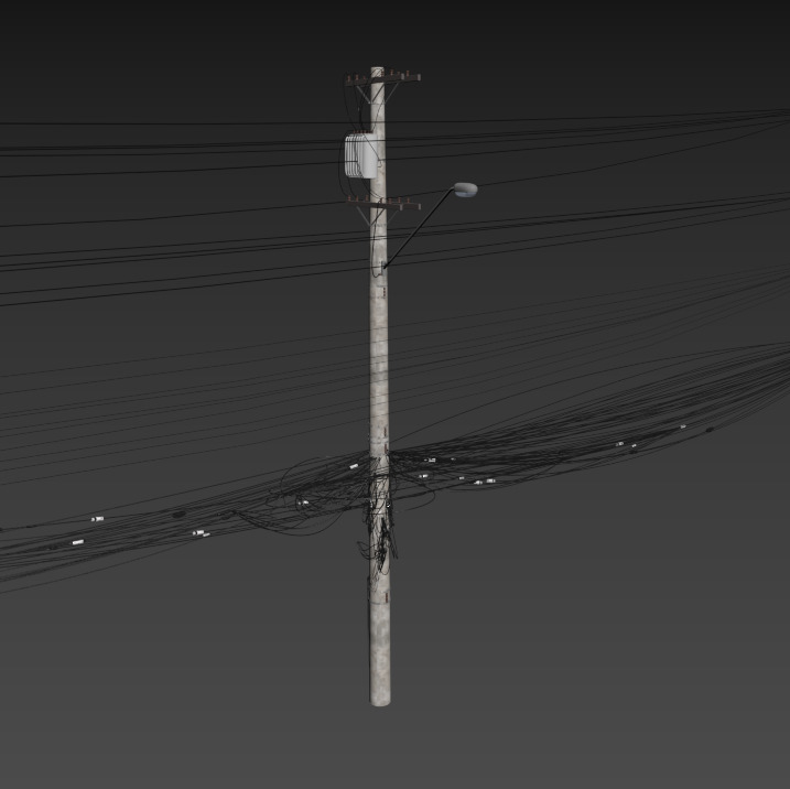Urban Power Pole with Complex Wires Realistic 3D Model 3D model_5