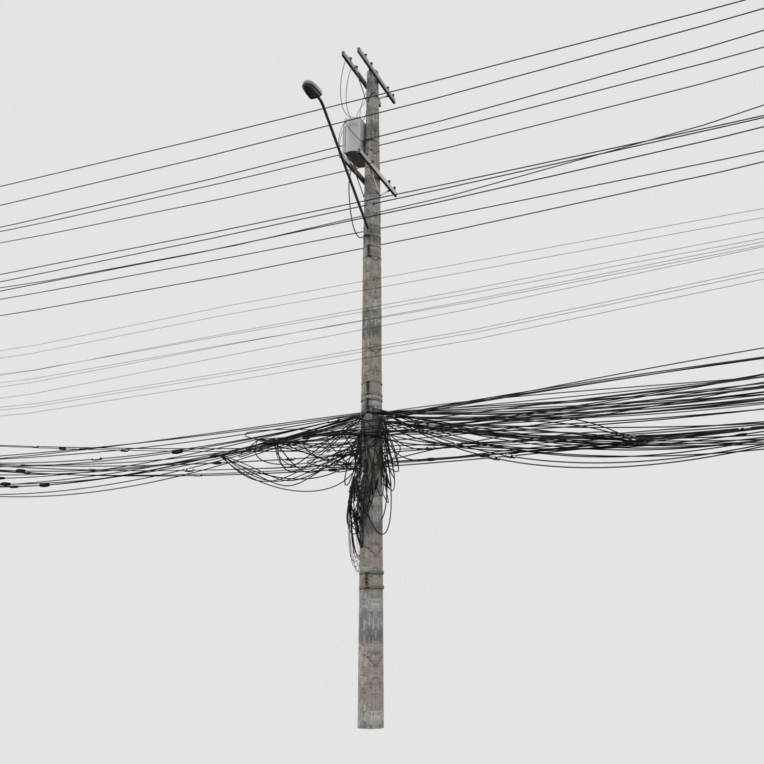 Urban Power Pole with Complex Wires Realistic 3D Model 3D model_1