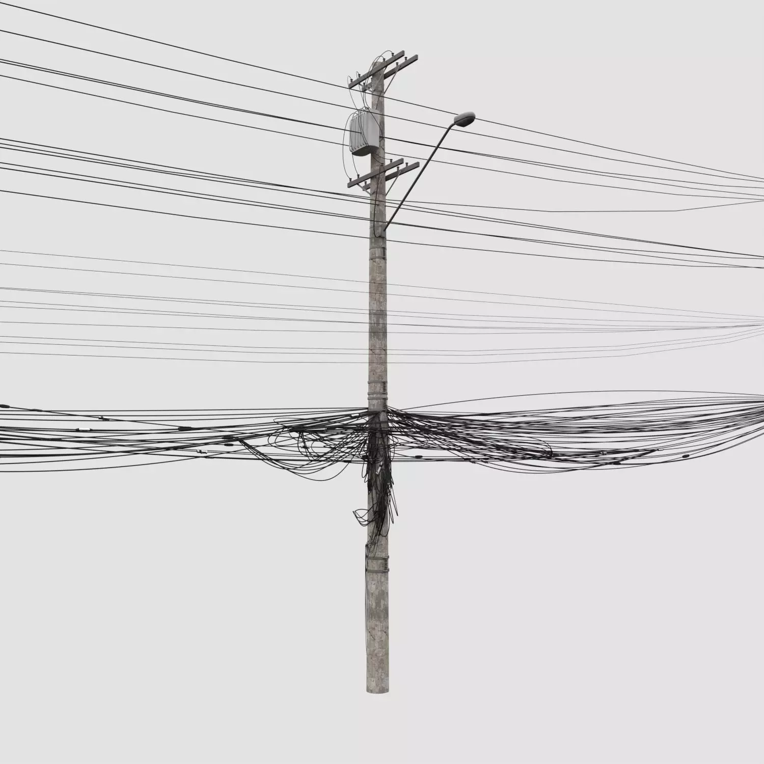 Urban Power Pole with Complex Wires Realistic 3D Model 3D model_0