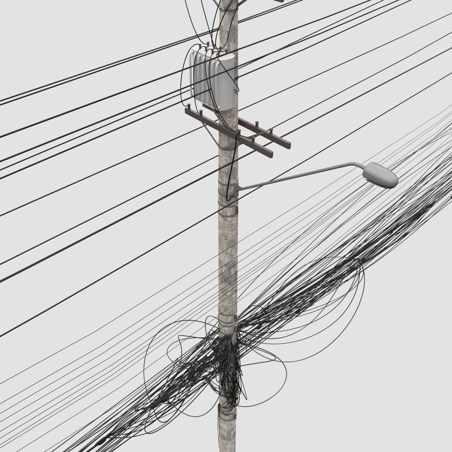 Urban Power Pole with Complex Wires Realistic 3D Model 3D model_2