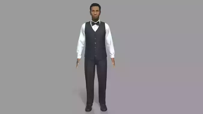 waiter character Low-poly 3D model