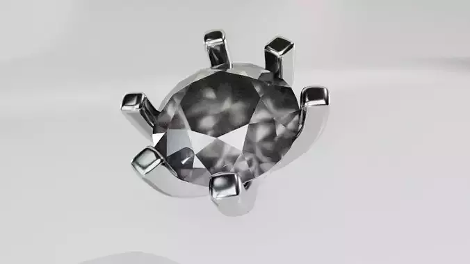 Sculptable low poly 6 prong setting for round gems