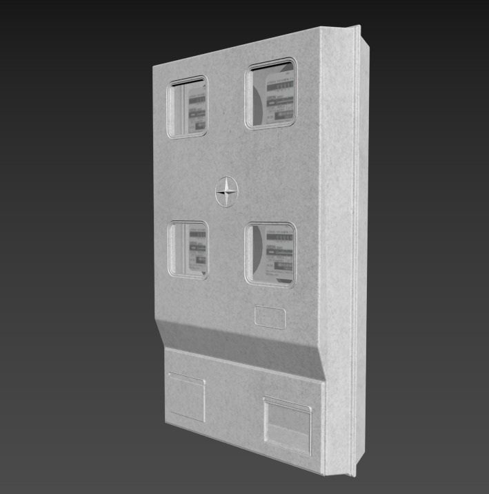 Wall-Mounted Electrical Box Realistic Utility Box 3D Model 3D model_4