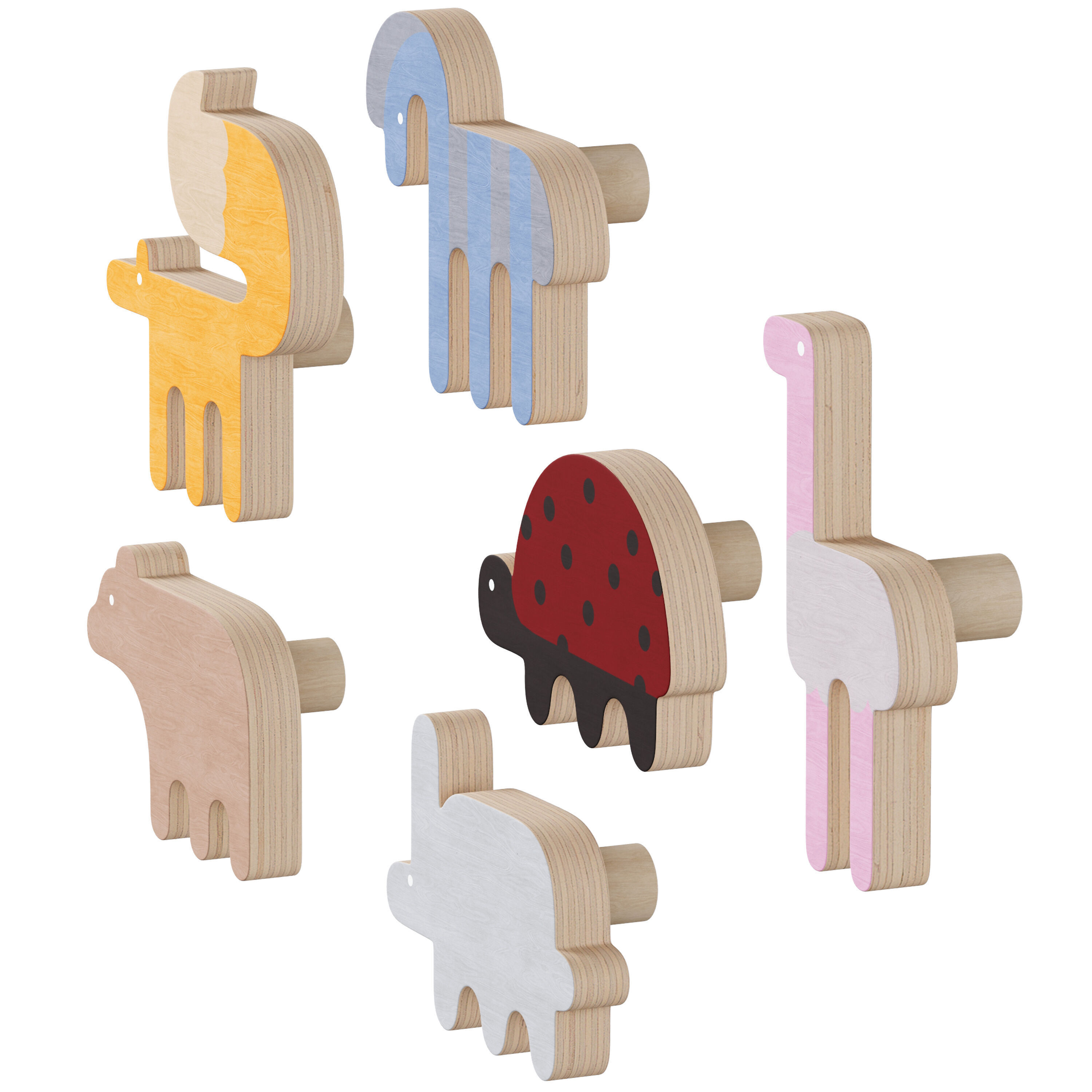 Animal Shaped Kids Furniture Handles and Wall Hooks 2 3D model_2
