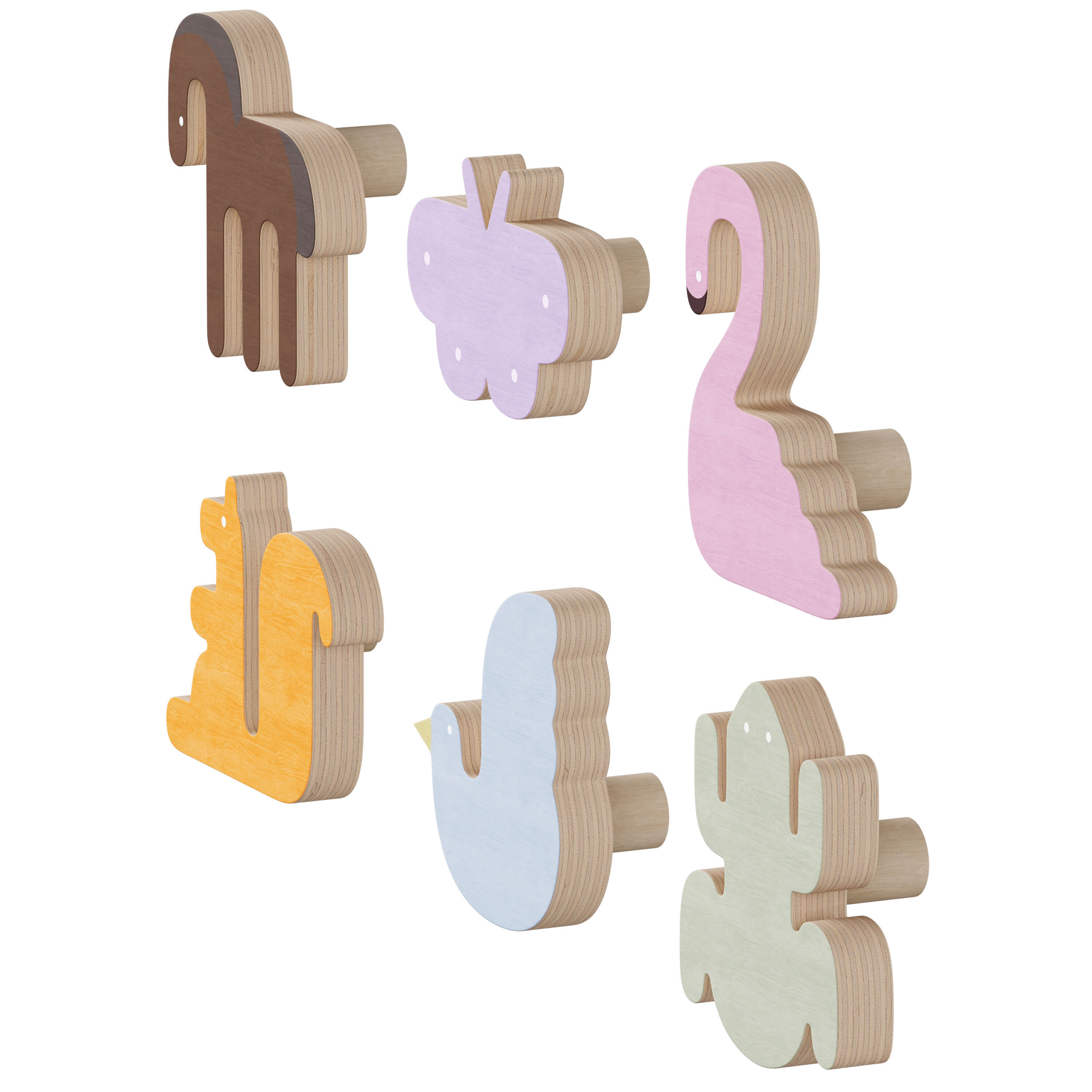 Animal Shaped Kids Furniture Handles and Wall Hooks 2 3D model_4