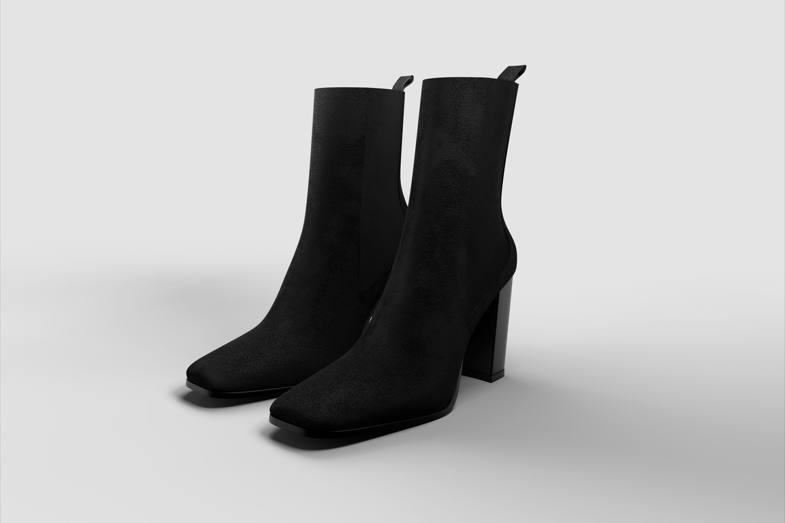 FEMALE black BOOTS 3D model_9
