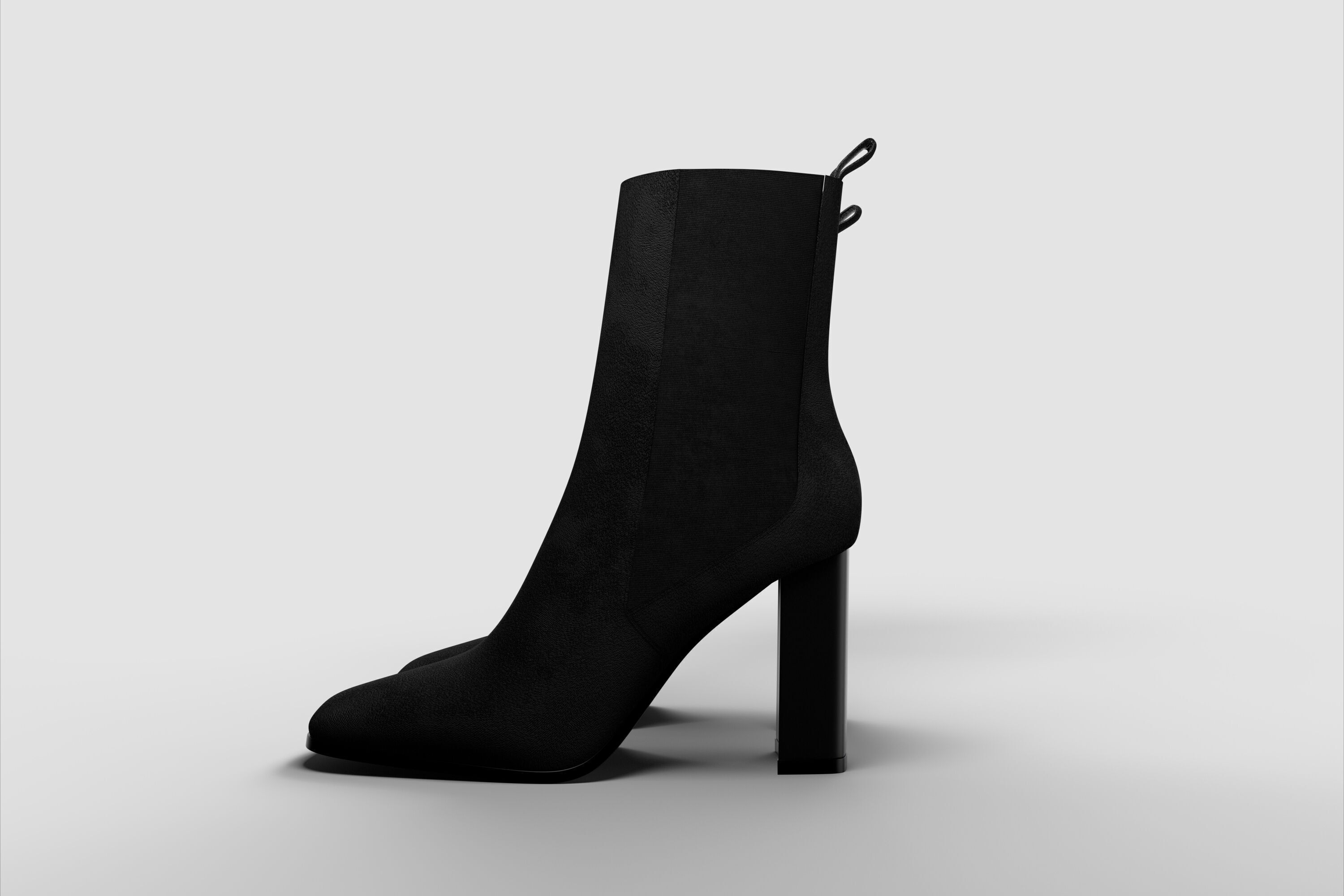 FEMALE black BOOTS 3D model_4