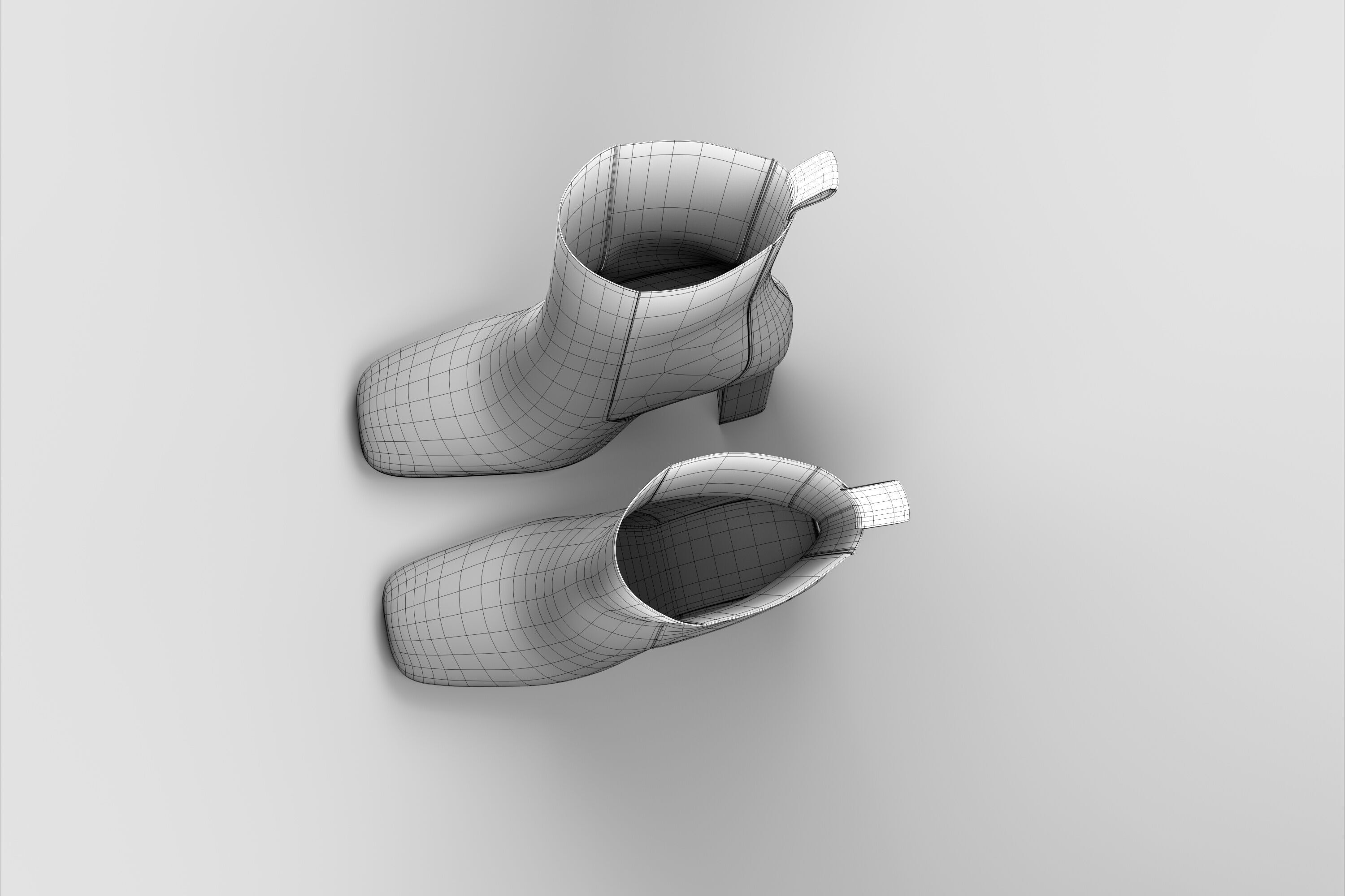 FEMALE black BOOTS 3D model_13