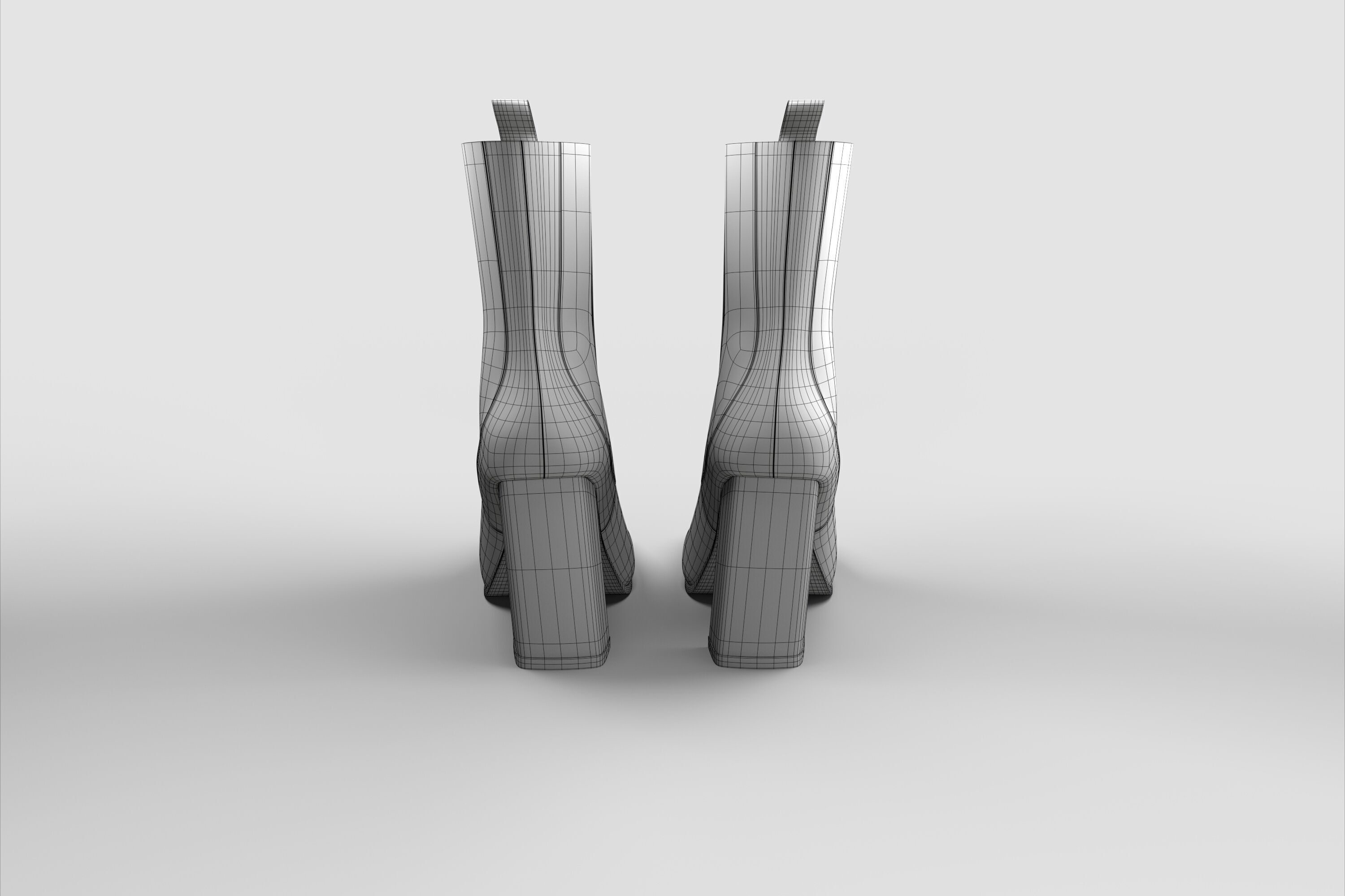 FEMALE black BOOTS 3D model_14