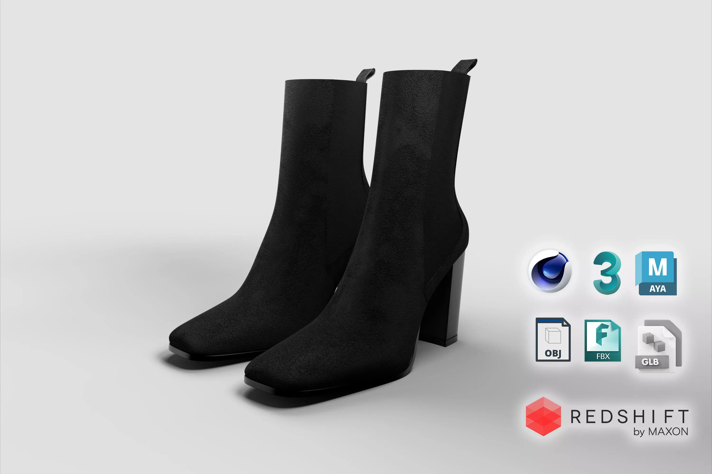 FEMALE black BOOTS 3D model_0