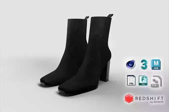 FEMALE black BOOTS 3D model FEMALE black BOOTS 3D model