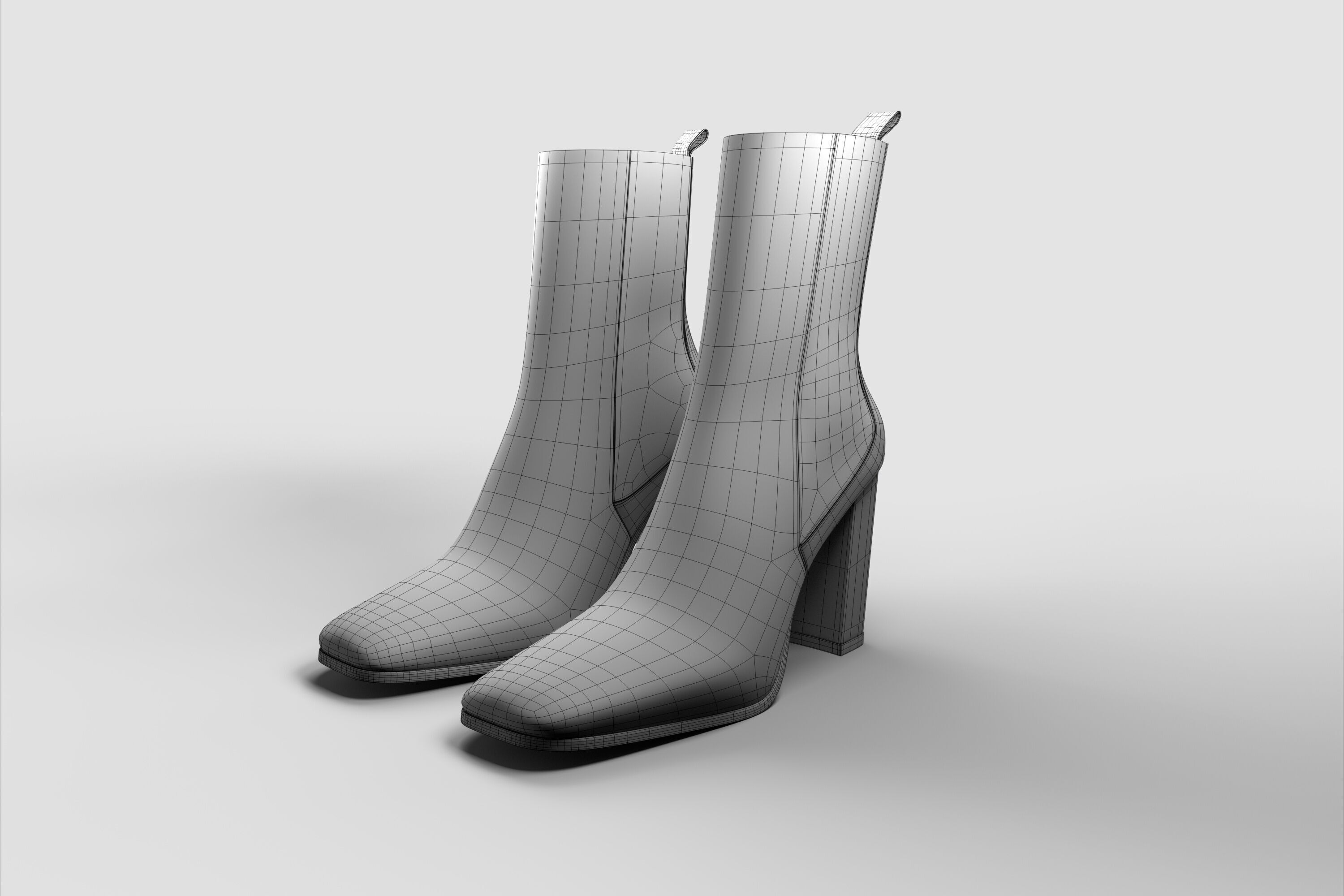 FEMALE black BOOTS 3D model_12
