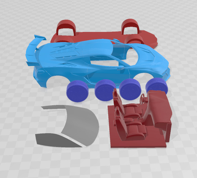 Chevrolet Corvette ZR1 2025 - Separate Parts STL Model 3D print model_6