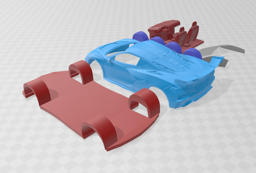 Chevrolet Corvette ZR1 2025 - Separate Parts STL Model 3D print model_3