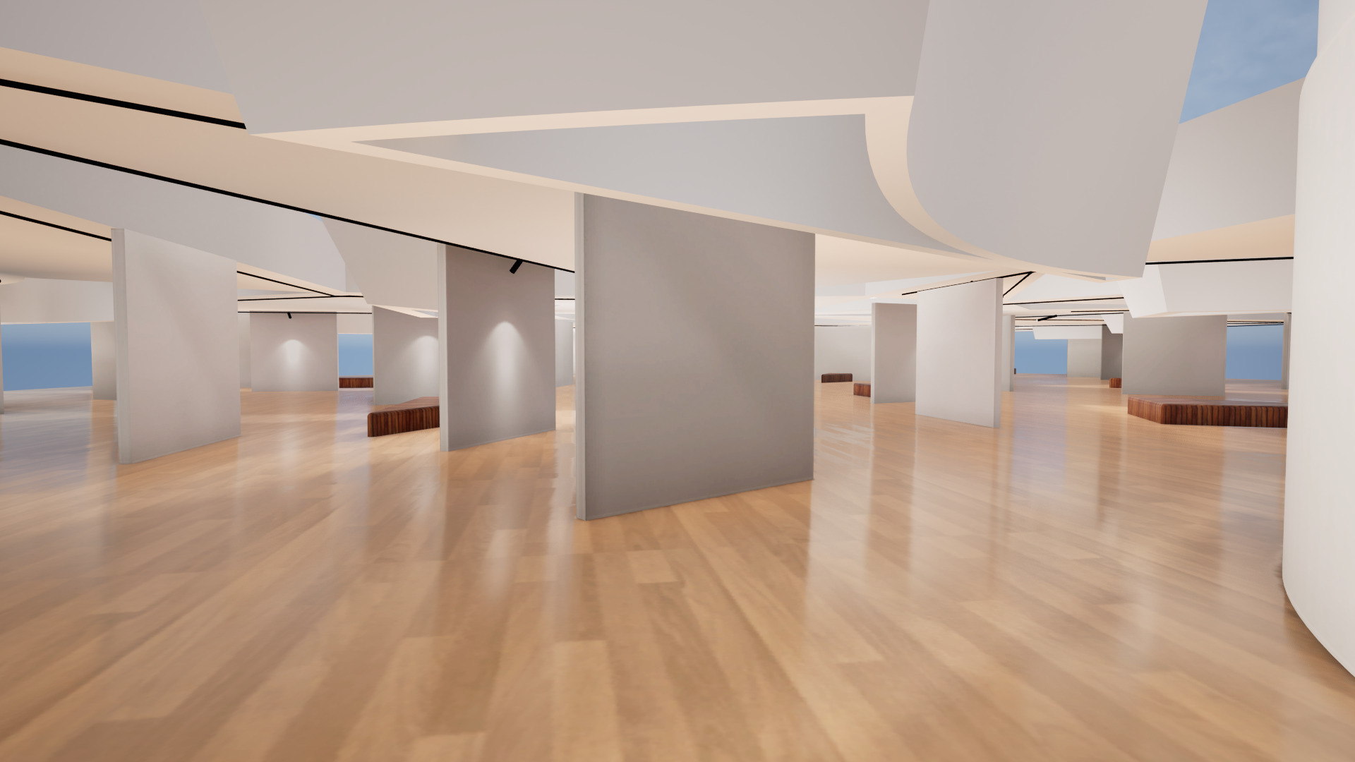 VR Art Gallery crop circle 27 Baked 3D model_2