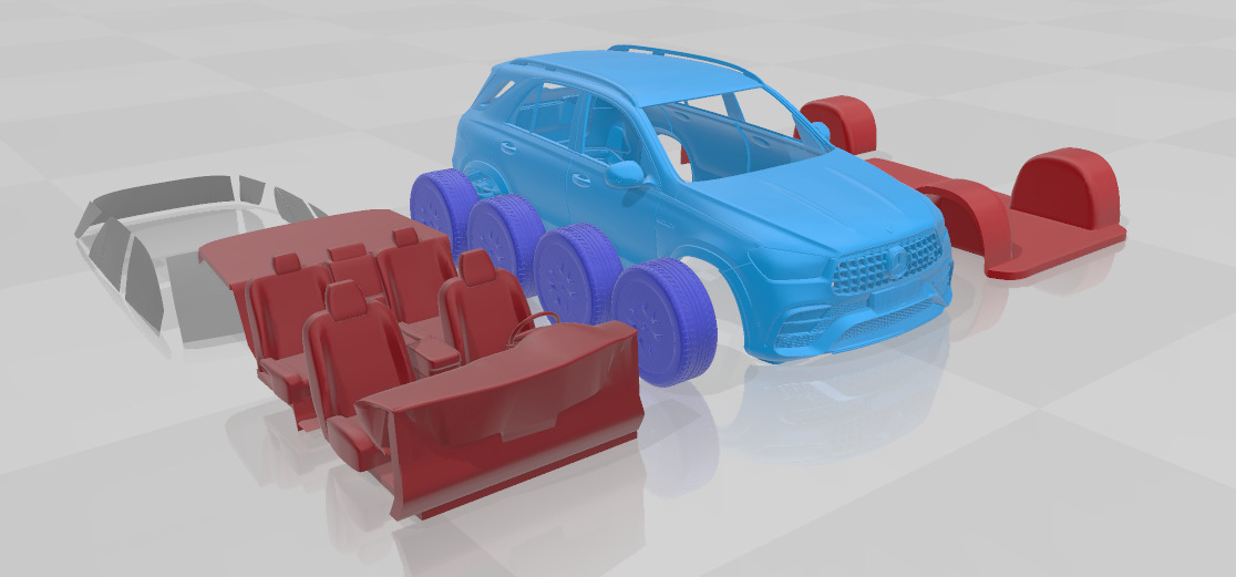 Mercedes Benz GLE63S AMG Coupe 2024 - Separate Parts STL Model 3D print model_7