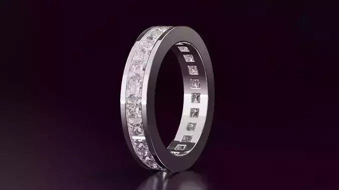 princess cut eternity ring 52EU size