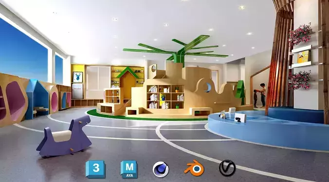 Children s Playground Slide - nursery - kindergarten interior