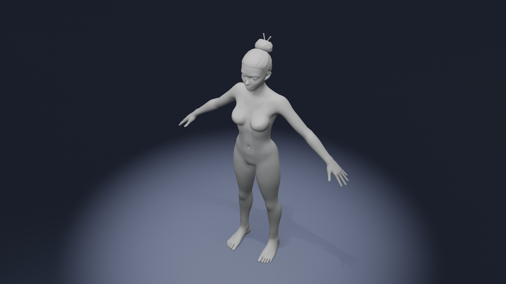 Stylized Female Body Base Mesh Rigged with IK FK Switch Low-poly 3D model_12
