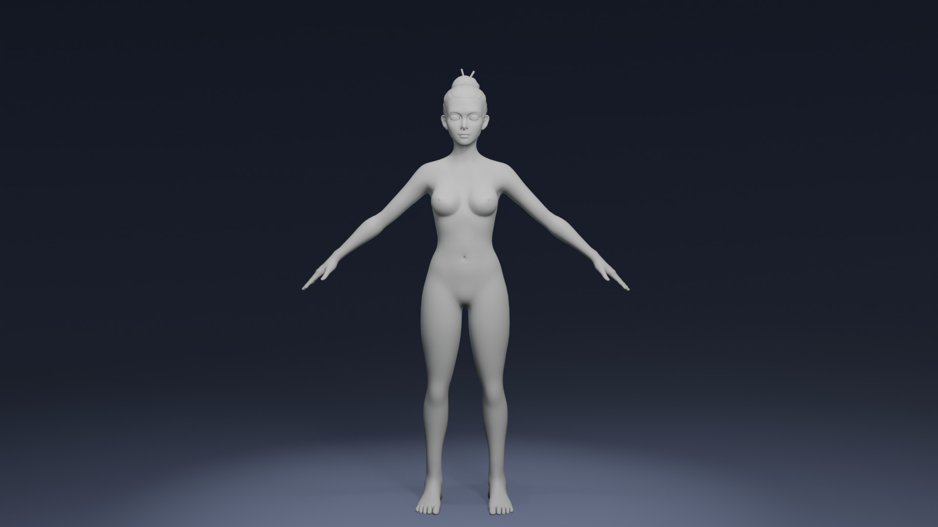 Stylized Female Body Base Mesh Rigged with IK FK Switch Low-poly 3D model_3