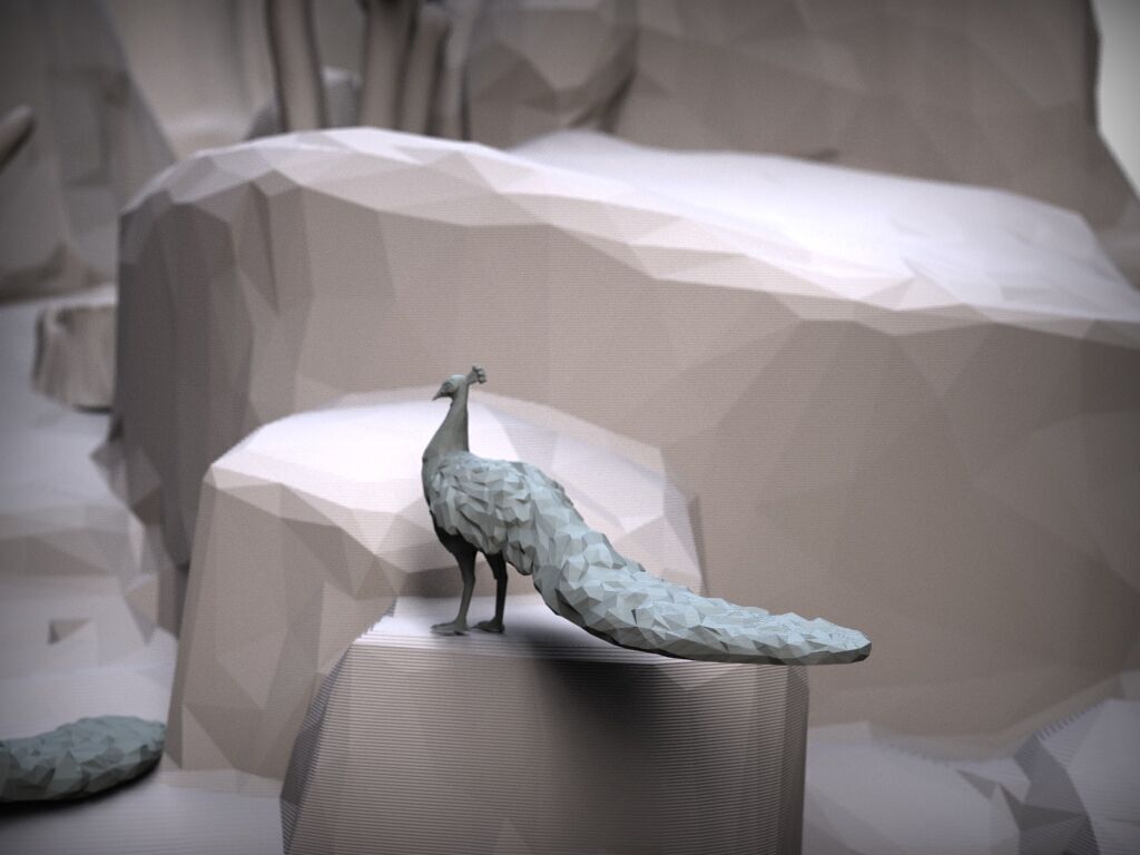 Peacock - low poly 3D print model_2