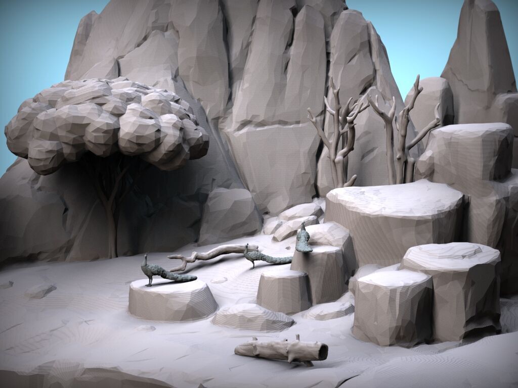 Peacock - low poly 3D print model_3