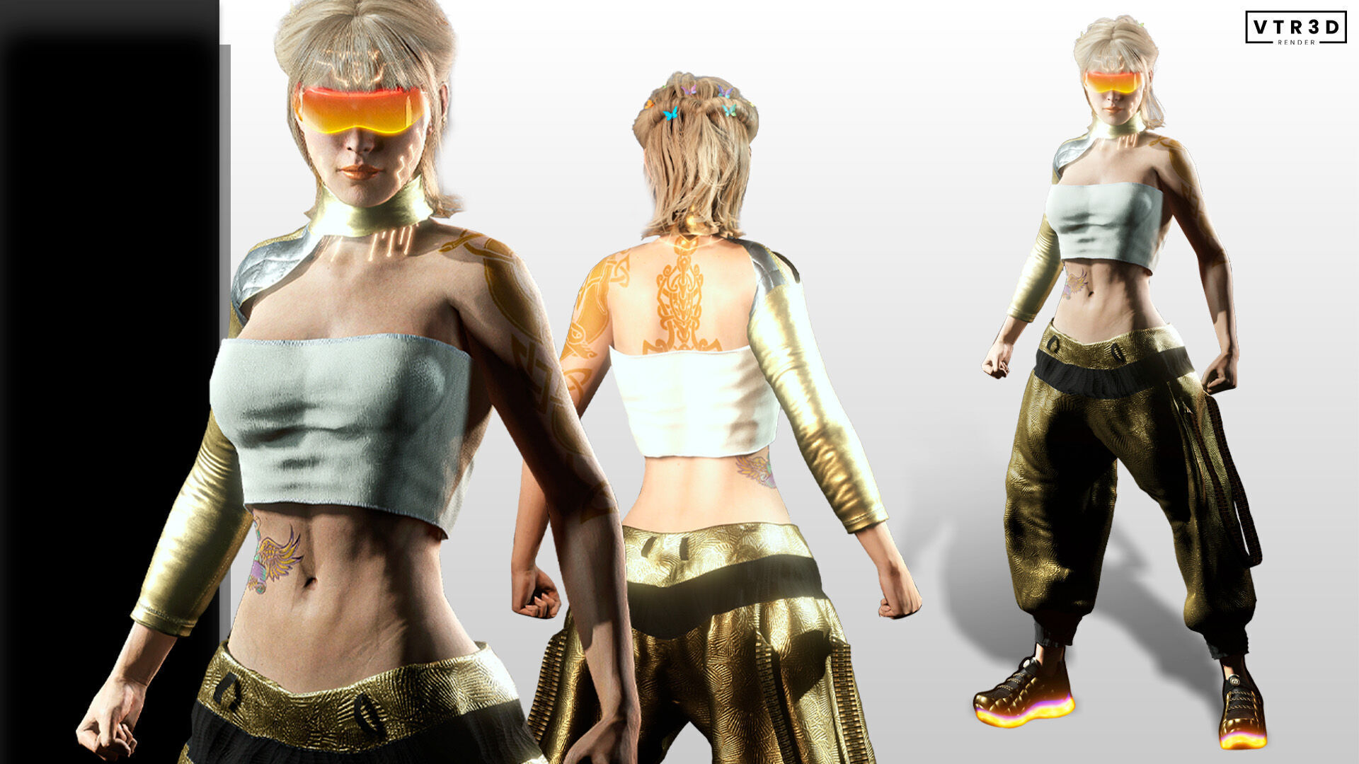 Sci-Fi Girl Character Lyra Solaris Futuristic Female Low-poly 3D model_3